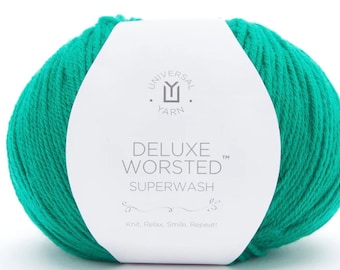 2 of 2 Deluxe Worsted Superwash, Universal Yarn, Worsted/Medium weight 100% Superwash wool 100 grams 218 - 220 yds Colors 737-774