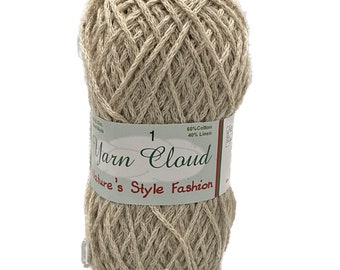 Nature's Style Fashion 60 cotton/40 Linen blend 100gr/3.52oz 160m/180yds Chain Plied Yarn Cloud