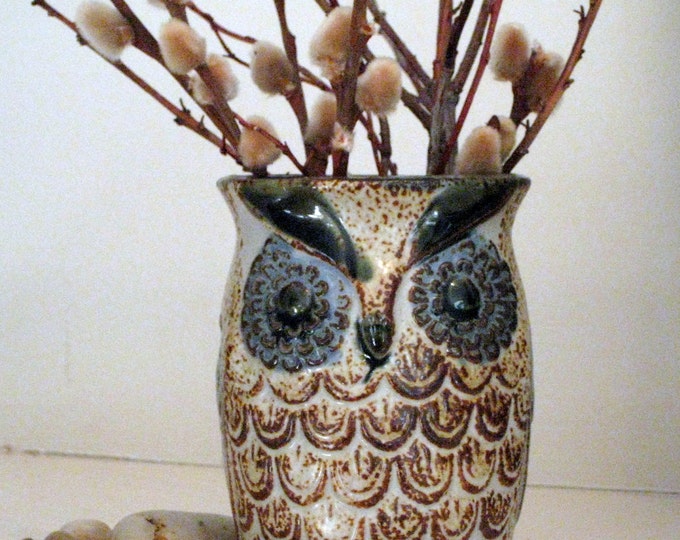 Vintage Pottery Owl Vase Flower Vase Nature Inspired Owl Etsy