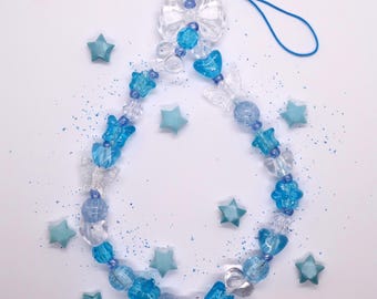Blue Raspberry Phone Strap | Colorful Beaded Accessory