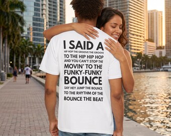 Hip Hop Lyrics Back Print T-Shirt — Old School Rap Graphic Tee, Garment-Dyed Comfort Colors Style