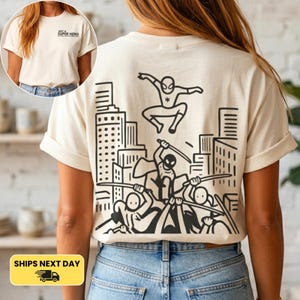 T-shirt graphique « Pas un super-héros » | Illustration de sauvetage en ville