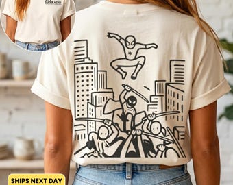 Kein Superhelden-T-Shirt mit Grafik | Illustration einer Stadtrettungsaktion