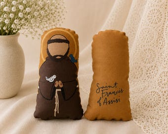 Pluche Sint-Franciscusfiguur | Katholiek speelgoed voor kinderen (Doop, Eerste Communie)