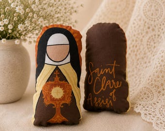 Pluche Sint Clara-beeldje | Katholiek speelgoed voor kinderen (Doop, Eerste Communie)