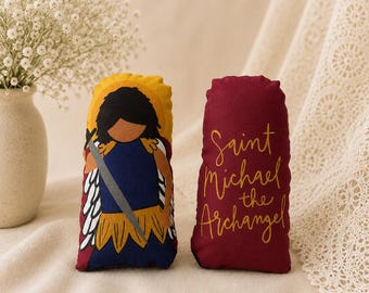 Pluche Sint-Michielfiguur | Katholiek speelgoed voor kinderen (Doop, Eerste Communie)