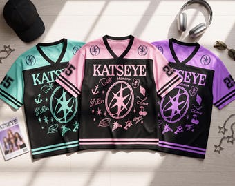 Camiseta Katseye Jersey, Merchandising para fans del Kpop, Camisetas unisex de Katseye para chicas adolescentes, Nombre y número personalizados, Camiseta para conciertos de Kpop