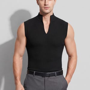 Men's Sleeveless Ribbed Top | Fitted Casual Tank | Modern Layering Vest | Comfy Street Wear