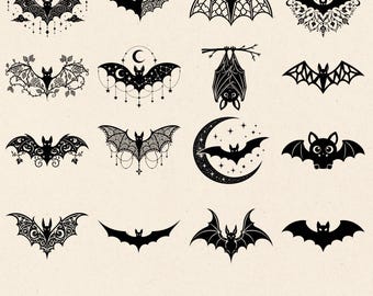 Zestaw Halloween Bat svg png, Bat SVG, Floral Bat svg, Flying Bat SVG, Gothic Bat SVG, Bat Clipart Bundle, Cute Bat svg