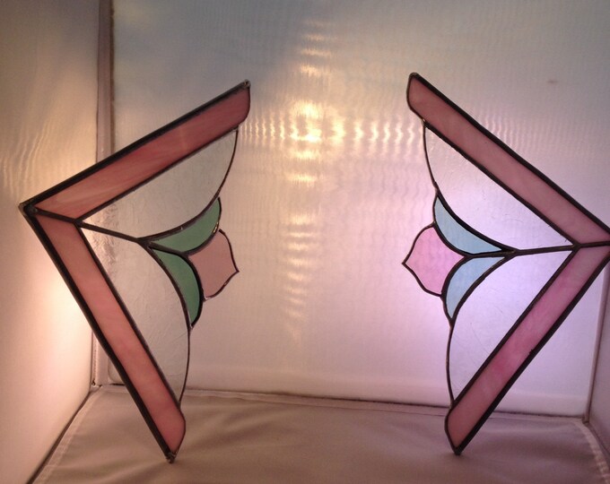 Floral Stained Glass Corner Pieces Etsy