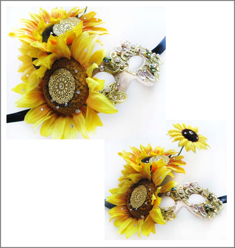 Sun Flower Haute Couture Headpiece Lace Masquerade Mask Etsy