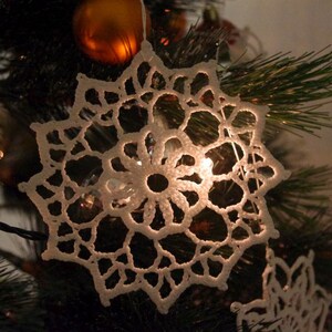 Crochet snowflakes Christmas ornaments decorations Cotton embellishment White snowflakes Christmas snowflakes S5 image 3