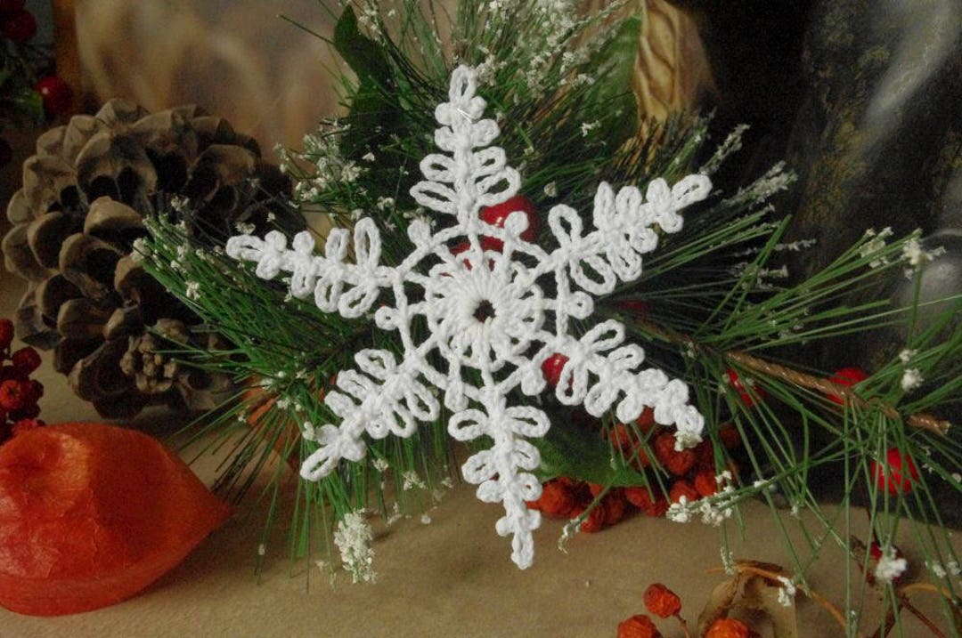 Crochet Snowflake Christmas Ornaments Decorations Christmas Tree ...