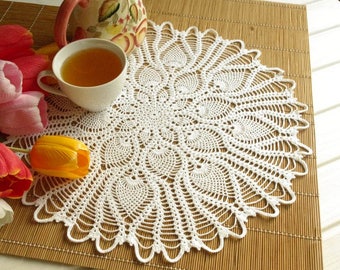 Pineapple crochet doily 20 inches White elegant doilies Table decoration Large crochet doily Crochet decoration 411