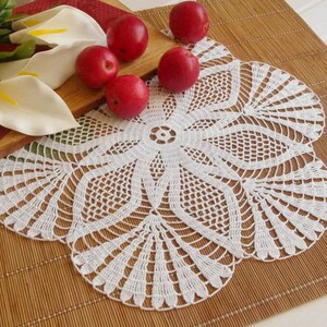 Crochet Doily Large Doily White Crocheted Doilies White Lace - Etsy