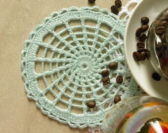 Mint doily Small crochet doilies Round lace doily Crochet coaster Cotton coaster 426