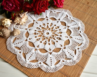 Large doily White lace doily Elegant decor Large crochet doily Crochet tablecloth 464