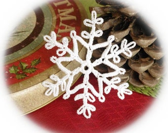 Crochet snowflake ornament Winter decoration White crochet snowflakes Handmade ornaments Festive snowflakes S16
