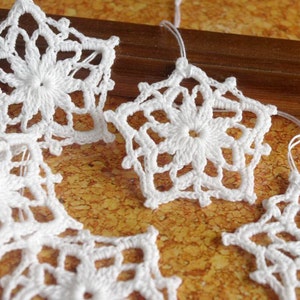 Crochet snowflake Star ornament crochet Hanging ornaments Christmas decorations White snowflakes Christmas gifts Small snowflake S11 image 3