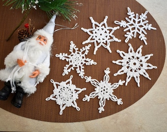 Crochet snowflakes Set of 6 snowflakes Handmade snowflakes Christmas decorations Winter decor K86