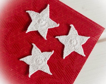 Crochet star ornaments set of 3 Home decotarions White star Winter ornaments Crochet stars White hanging decorations 3 star ornaments set