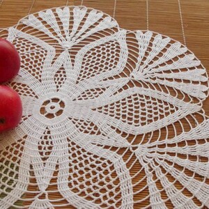 Crochet Doily Large Doily White Crocheted Doilies White Lace - Etsy
