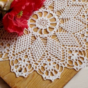 Large Crochet Doily White Handmade Crochet Doily Large Lace Doily ...