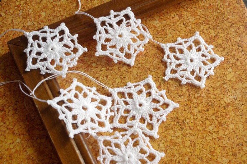 Crochet snowflake Star ornament crochet Hanging ornaments Christmas decorations White snowflakes Christmas gifts Small snowflake S11 image 1