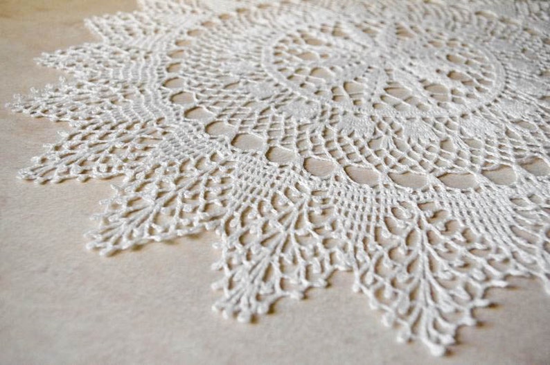Large Lace Doily White Elegant Crochet Doilies Table Etsy