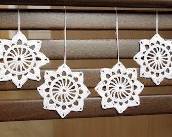 Snowflake ornament crochet Hanging ornaments White Christmas crochet decorations White snowflakes Winter decor Christmas gifts S1