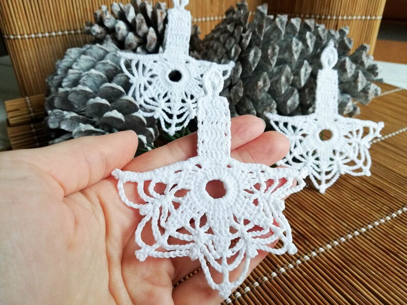 Candle ornaments Crochet decorations Christmas tree decor Religious ornaments image 3