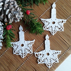 Candle ornaments Crochet decorations Christmas tree decor Religious ornaments image 2