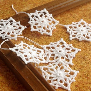 Crochet snowflake Star ornament crochet Hanging ornaments Christmas decorations White snowflakes Christmas gifts Small snowflake S11 image 2
