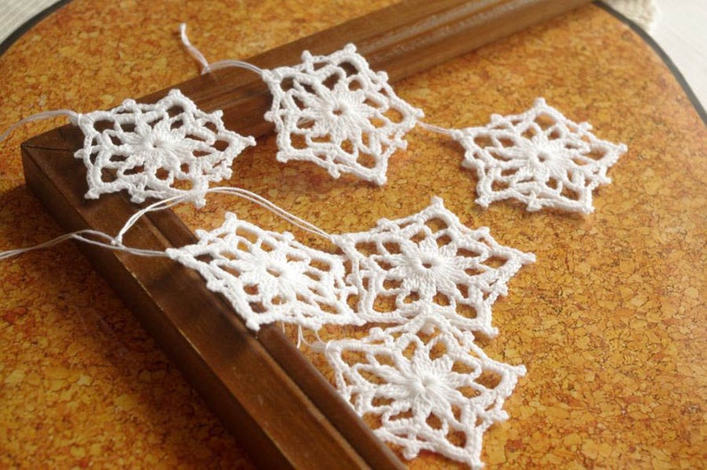 Crochet snowflake Star ornament crochet Hanging ornaments Christmas decorations White snowflakes Christmas gifts Small snowflake S11 image 2