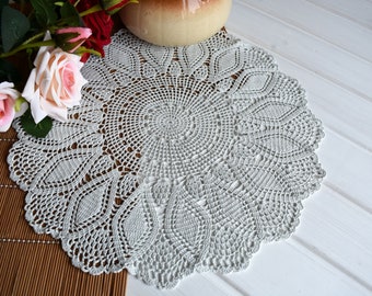 Crochet doily Gray crocheted doilies Gray lace doily Elegant decor Large crochet doily Crochet tablecloth 505