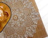 Natural linen crochet doily Gray lace doily Pineapple crochet Round lace doilie Large crochet doily Table top Eco friendly decor 357