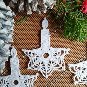 Candle ornaments Crochet decorations Christmas tree decor Religious ornaments image 1