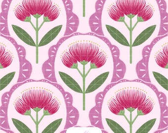 Patrón botánico rosa sin costuras PNG, estilo cottagecore floral con vieiras, papel digital navideño rosa, flor de verano