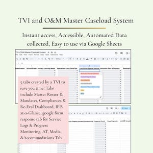 TVI-Fallzahlen-Tracker (Google Sheets) | O&M-Schülerprotokoll, IEP-Ordner (digitaler Download), mobiler Lehrer