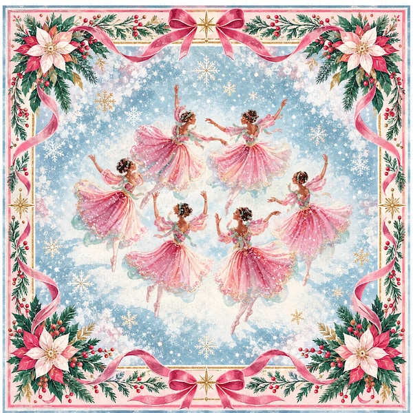 Christmas Ballerina Mahjong Mat, Pink Ballet Dancers Holiday Game Mat, Nutcracker Inspired American Mahjong Mat