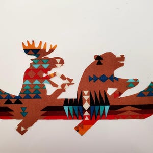 Bear Moose Iron On Fabric Applique Patch