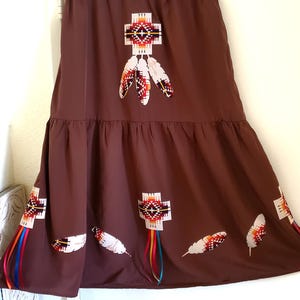 Native Pow Wow Ribbon Skirt Feathers XL