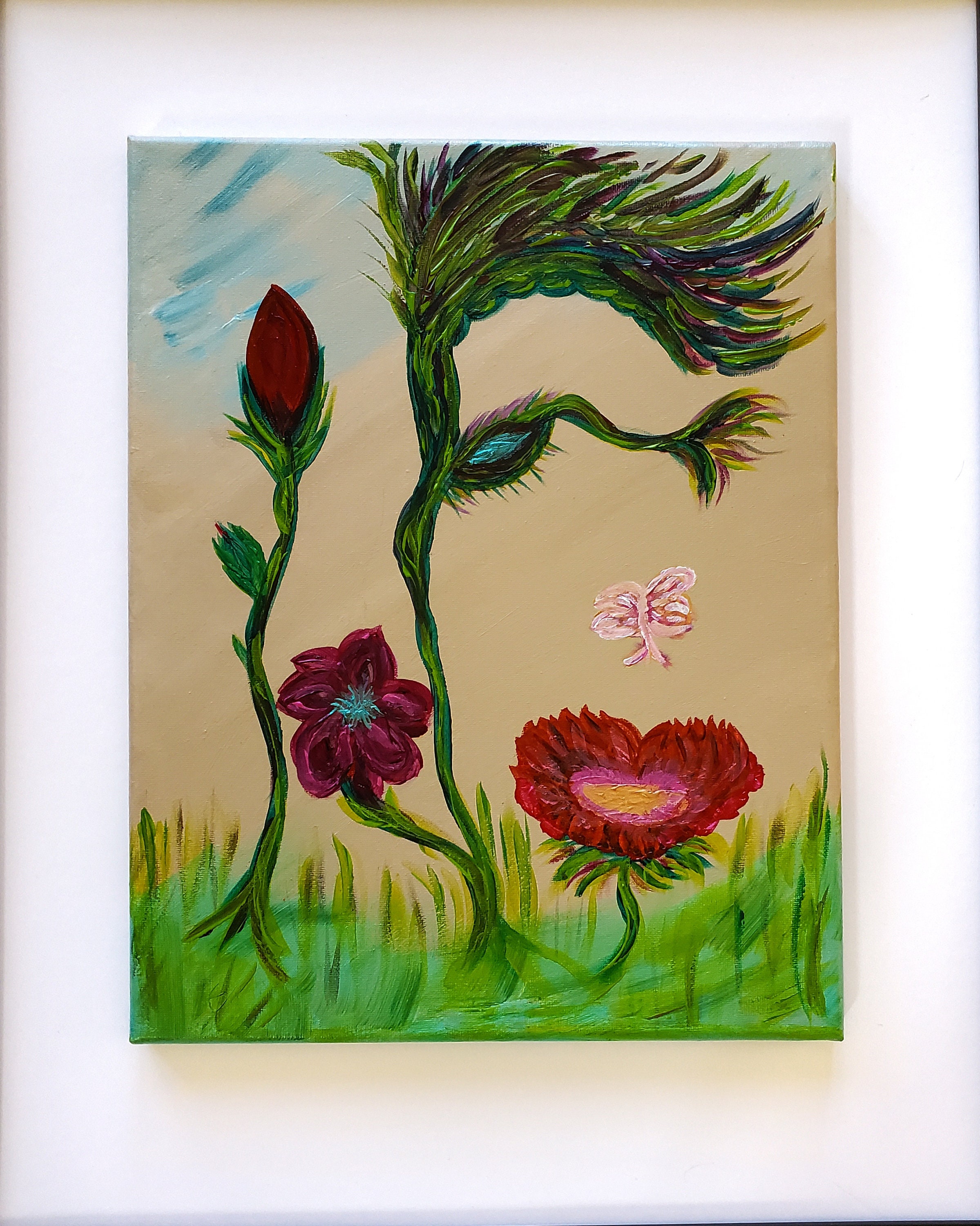 Garden Rose Woman Original Acrylic Painting 14" - Etsy