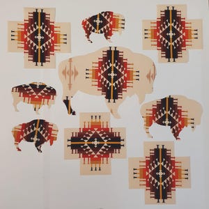 9 Large Buffalo Southwestern Patches Iron On Set
