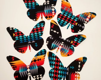 6 Southwestern Butterfly Iron On Fabric Patch 4"