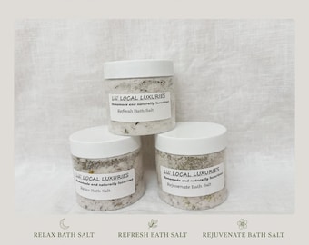 Handmade Apothecary Bath Salts – Botanical Mineral Epsom Salt Soak, Choose Blend