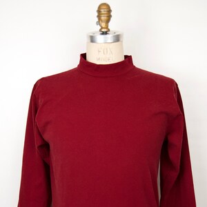 1970s-80s Russell Athletic Shirt w/ mock-neck in burgundy red / men's medium-large image 1