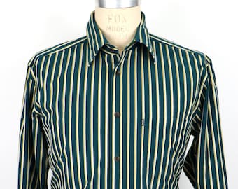 Hugo Boss Green Striped Dress Shirt / men's large