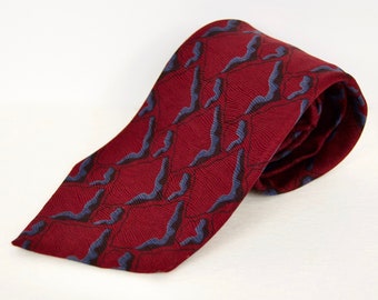 Giorgio Armani zijden stropdas uit de jaren 90 met bordeauxrood patroon