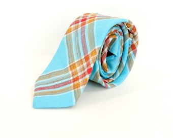 Krawat w kratę Gitman Bros. z lnu